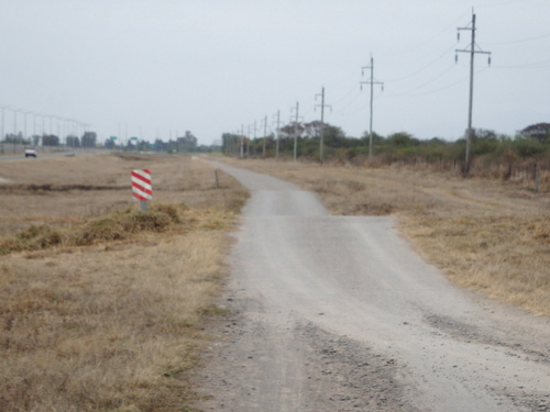 We're following the frontage road south.